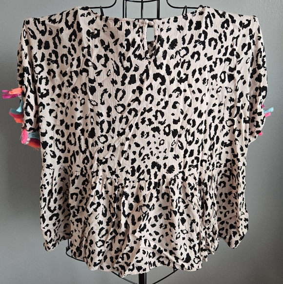 ANDREE BY UNIT Animal Print Top with Colorful Tassel Accents - Picture 5 of 8